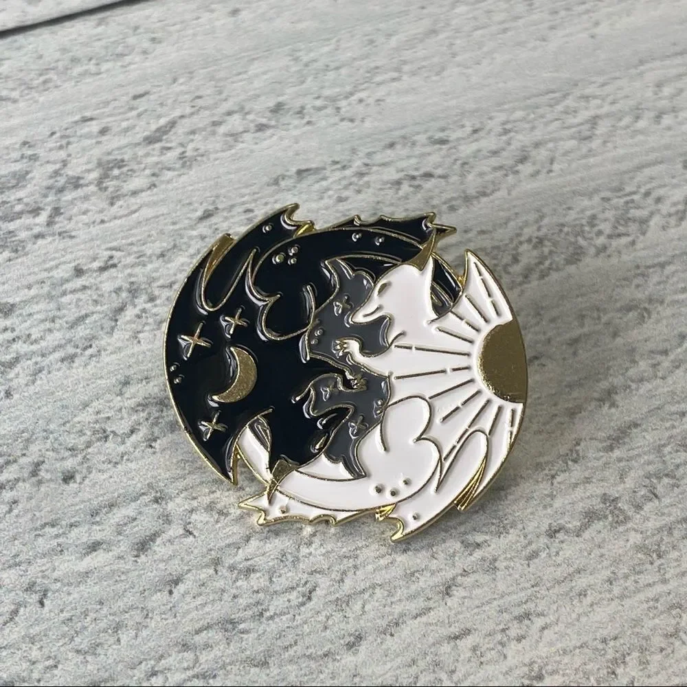 Dragon Ying Yang Enamel Pin/ Brooch Lapel